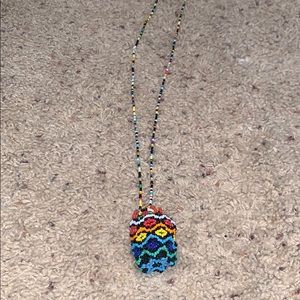 Handcrafted beaded crystal/rock holder (necklace)